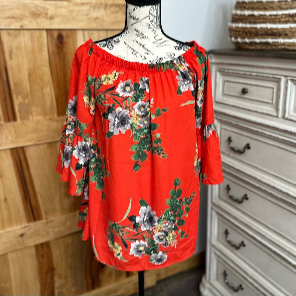 White Birch Lady Luck Red Bell Sleeve Top
